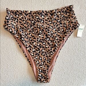 Aerie Leopard Print High-Waisted Bikini Bottom
